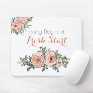 Every Day is a Fresh Start Elegant Watercolor Mouse Mat