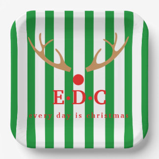 Every Day is Christmas Striped Paper Plate