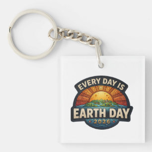 Every Day is Earth Day 2026 Eco Badge Design Key Ring