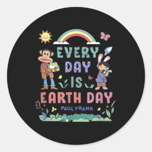 Every Day Is Earth Day Julius & Bunny Girl Log Classic Round Sticker