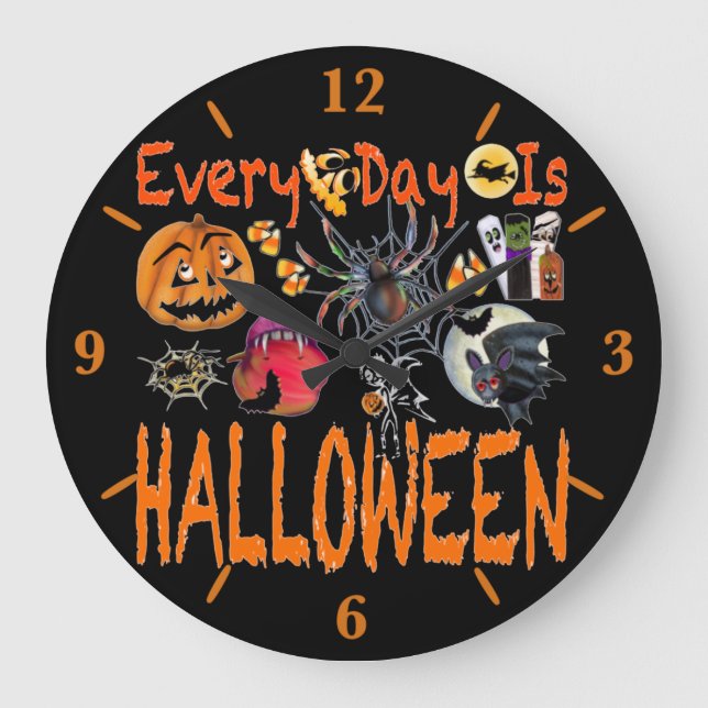 Every Day Is Halloween Large Round Wall Art Clock (Front)