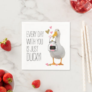 Every Day with You is Just Ducky Valentine Napkin