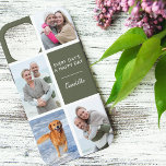 Every Days a Happy Day 4 Photo Initials Green Case-Mate iPhone Case<br><div class="desc">Personalised Phone case for iphone 12 pro max and many other models. The design features a custom photo collage with 4 of your favourite photos, your name and the positive wording "Every day's a happy day". The photo template is set up ready for you to add your photos, which are...</div>