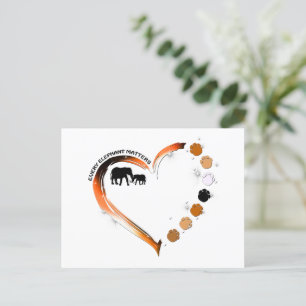Every Elephant Matters Golden Heart Elephant Paws Postcard