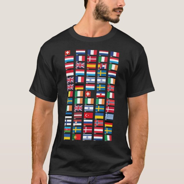 Every Eurovision Song Contest Winner&x27;s Flag Cl T-Shirt (Front)