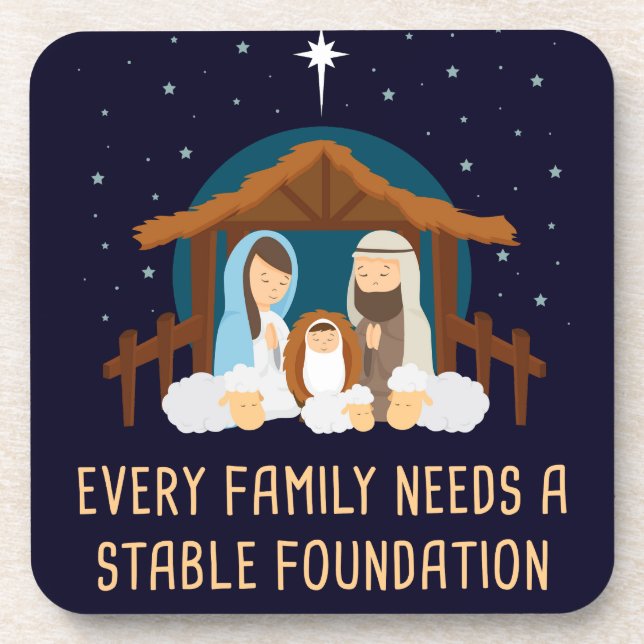 Every Family Needs a Stable Foundation – Christmas Coaster (Front)