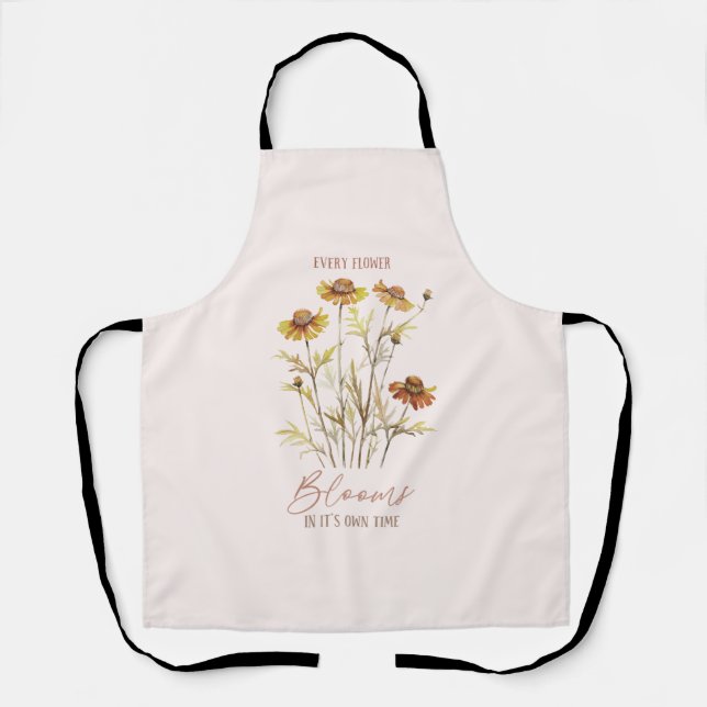 Every Flower Blooms in Its Own Time -Rustic Floral Apron (Front)