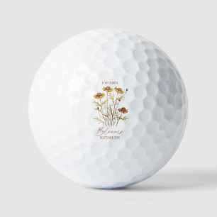 Every Flower Blooms in Its Own Time -Rustic Floral Golf Balls