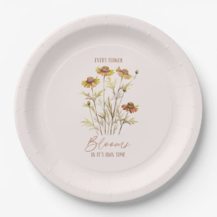 Every Flower Blooms in Its Own Time -Rustic Floral Paper Plate