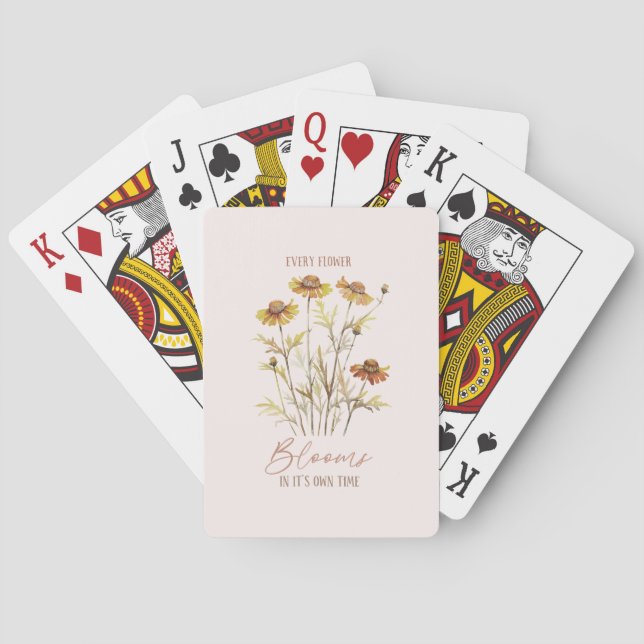 Every Flower Blooms in Its Own Time -Rustic Floral Playing Cards (Back)