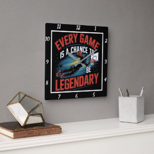 Every Game Chance Legendary Basketball Square Wall Clock