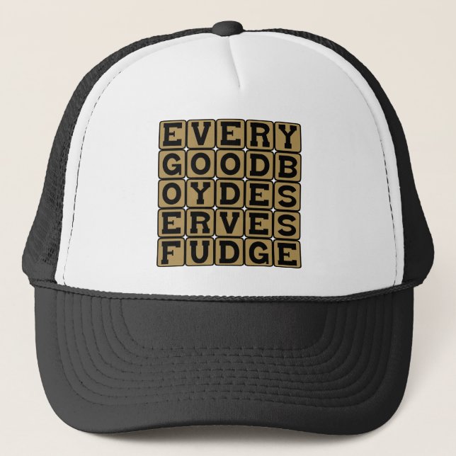 Every Good Boy Deserves Fudge, Musical Mnemonic Trucker Hat (Front)