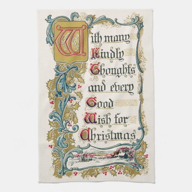 Every Good Wish for Christmas  Tea Towel (Vertical)