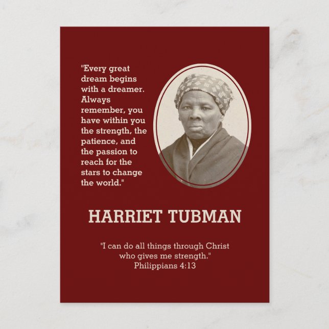 Every Great Dream BHM HARRIET TUBMAN Quote Postcard (Front)