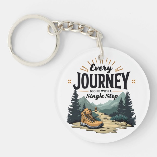 Every Journey Start With a Single Step Hiking Key Ring (Front)