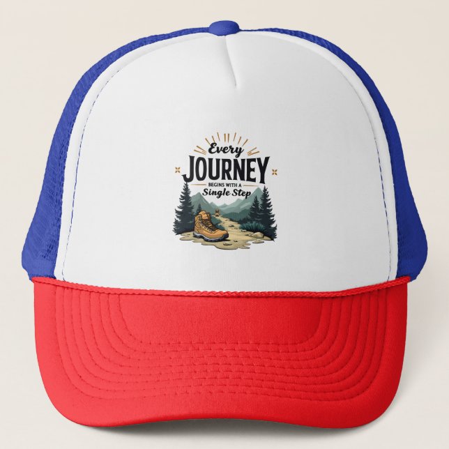 Every Journey Start With a Single Step Hiking Trucker Hat (Front)