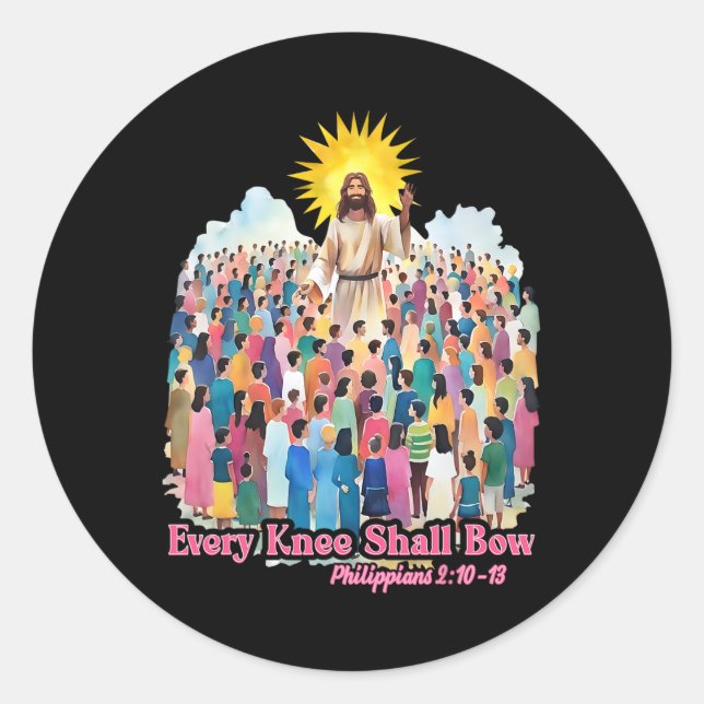 Every Knee Shall Bow Christian Easter Day  Classic Round Sticker (Front)