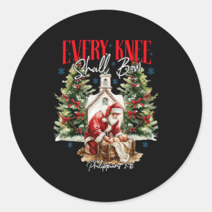 Every Knee Shall Bow Christian Jesus Merry Christm Classic Round Sticker