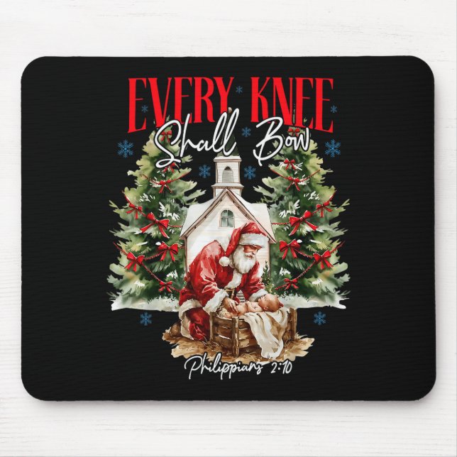 Every Knee Shall Bow Christian Jesus Merry Christm Mouse Mat (Front)