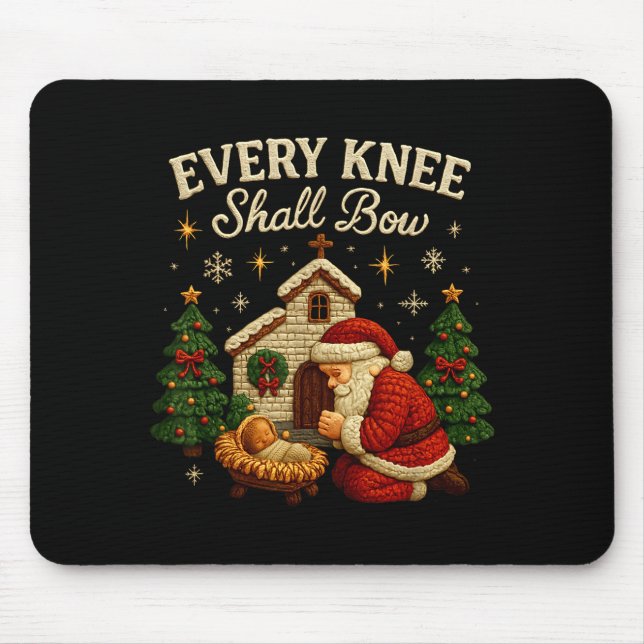 Every Knee Shall Bow Christmas Nativity Design  Mouse Mat (Front)