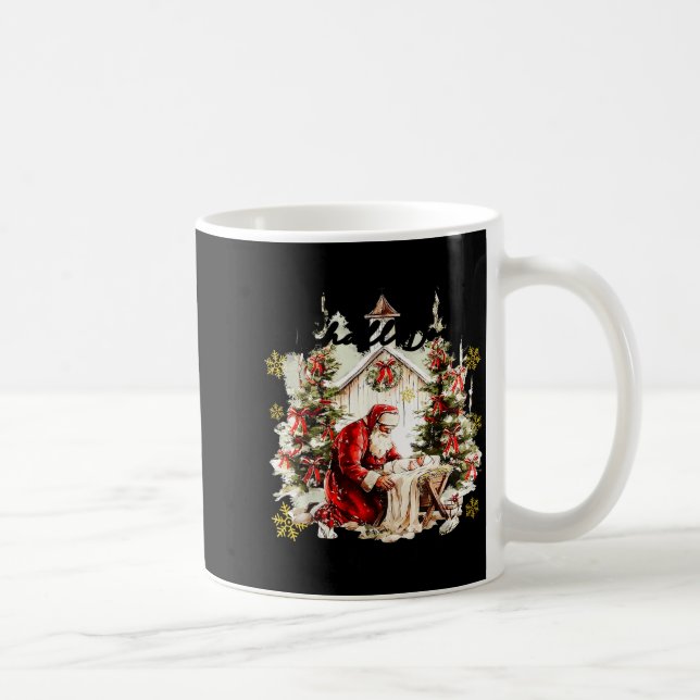 Every Knee Shall Bow Funny Kneeling Santa Baby Jes Coffee Mug (Right)