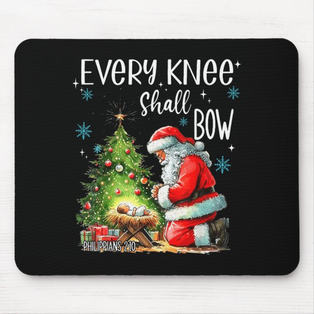 Every Knee Shall Bow Funny Kneeling Santa Baby Jes Mouse Mat (Front)