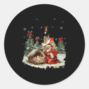 Every Knee Shall Bow Funny Nativity Scene Christma Classic Round Sticker
