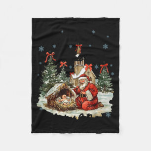 Every Knee Shall Bow Funny Nativity Scene Christma Fleece Blanket