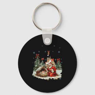 Every Knee Shall Bow Funny Nativity Scene Christma Key Ring