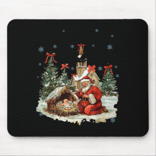 Every Knee Shall Bow Funny Nativity Scene Christma Mouse Mat