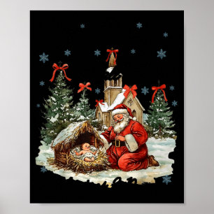 Every Knee Shall Bow Funny Nativity Scene Christma Poster