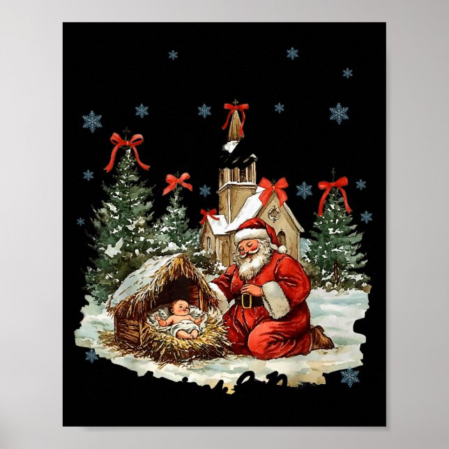 Every Knee Shall Bow Funny Nativity Scene Christma Poster (Front)