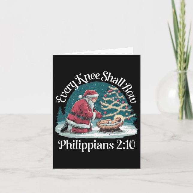 Every Knee Shall Bow Jesus Christian Santa Xmas Ch Card (Front)