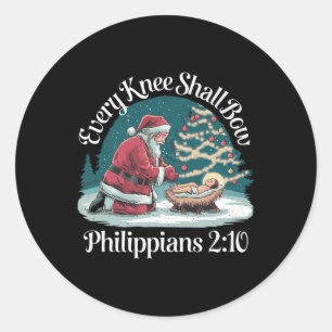 Every Knee Shall Bow Jesus Christian Santa Xmas Ch Classic Round Sticker