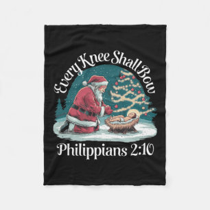 Every Knee Shall Bow Jesus Christian Santa Xmas Ch Fleece Blanket