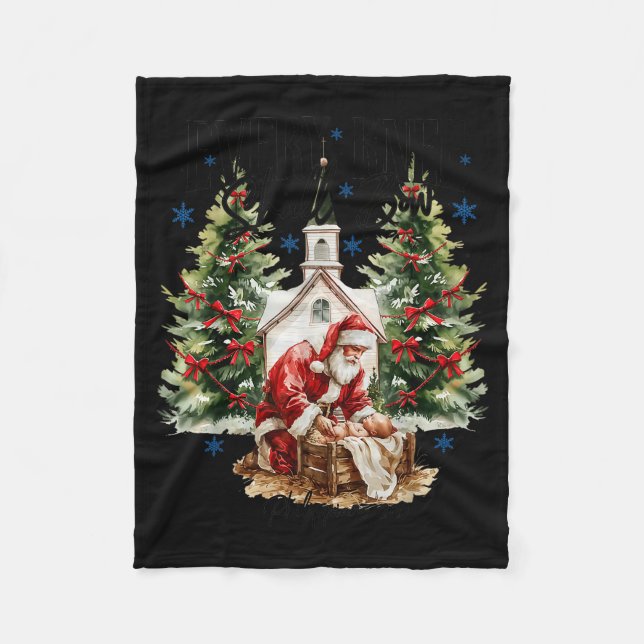 Every Knee Shall Bow Nativity Scene Religious Chri Fleece Blanket (Front)