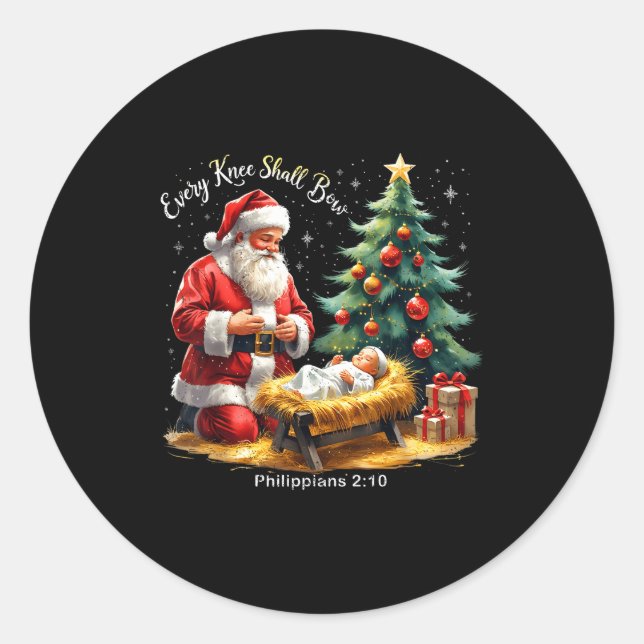 Every Knee Shall Bow Philipans 2_10 Christmas  Classic Round Sticker (Front)