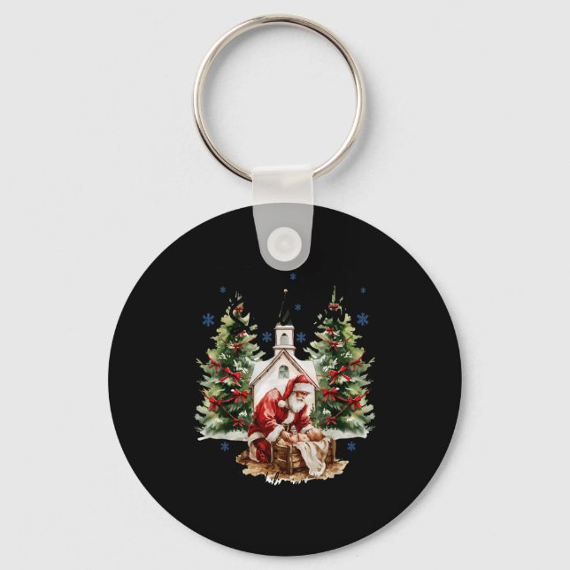 Every Knee Shall Bow Religious Christian Santa Chr Key Ring (Front)