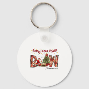 Every Knee Shall Bow Santa And Baby Jesus Key Ring