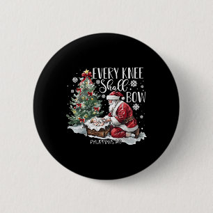 Every Knee Shall Bow Santa Christmas Nativity Scen 6 Cm Round Badge