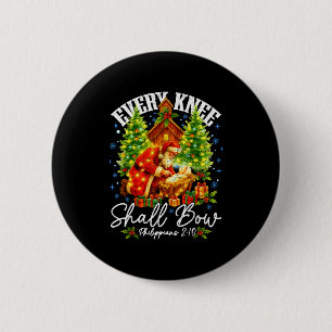 Every Knee Shall Bow Santa Christmas Nativity Scen 6 Cm Round Badge