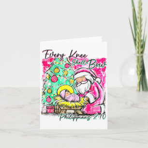 Every Knee Shall Bow Santa Christmas Nativity Scen Card
