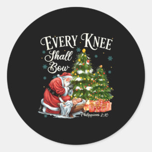 Every Knee Shall Bow Santa Christmas Nativity Scen Classic Round Sticker