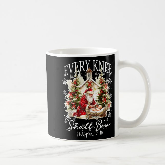 Every Knee Shall Bow Santa Christmas Nativity Scen Coffee Mug (Right)