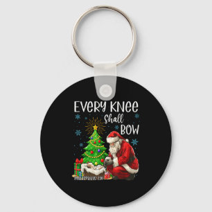 Every Knee Shall Bow Santa Christmas Nativity Scen Key Ring