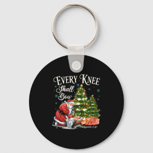 Every Knee Shall Bow Santa Christmas Nativity Scen Key Ring