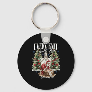 Every Knee Shall Bow Santa Christmas Nativity Scen Key Ring