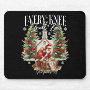 Every Knee Shall Bow Santa Christmas Nativity Scen Mouse Mat