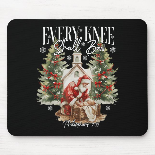 Every Knee Shall Bow Santa Christmas Nativity Scen Mouse Mat (Front)
