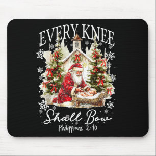 Every Knee Shall Bow Santa Christmas Nativity Scen Mouse Mat